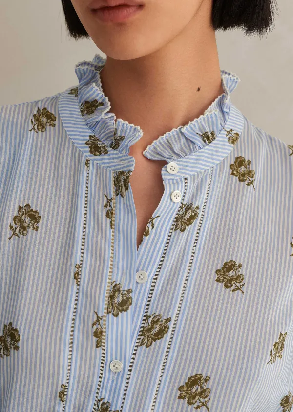 silk_cotton_striped_rose_print_blouse_7.webp ME+EM Silk Cotton Striped Rose Print Blouse | Women Blouses