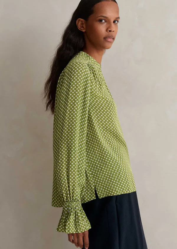 silk_daisy_flower_print_top__scarf_3.webp ME+EM Silk Daisy Flower Print Top + Scarf | Women Blouses