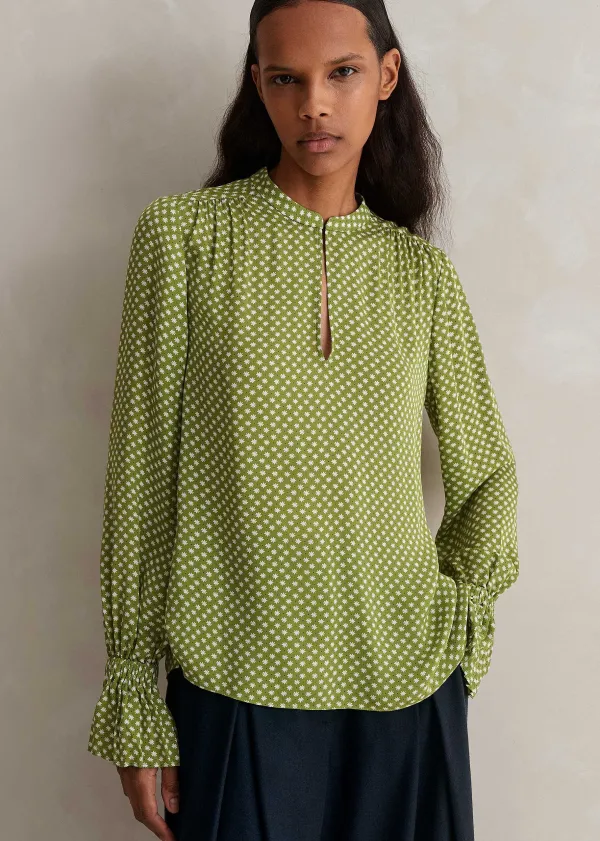 silk_daisy_flower_print_top__scarf_5.webp ME+EM Silk Daisy Flower Print Top + Scarf | Women Blouses