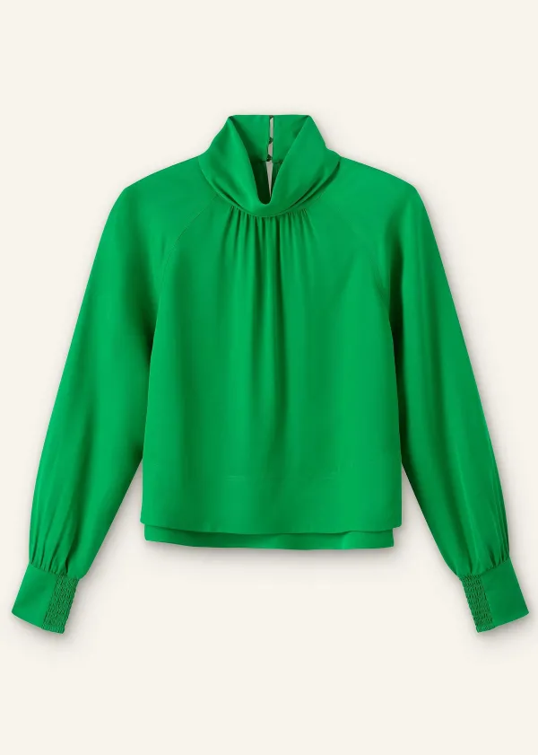 ME+EM Silk High Neck Raglan Sleeve Top | Women Sweatshirts & Long Sleeve Tops