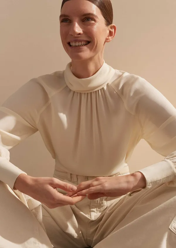 silk_high_neck_raglan_sleeve_top_2.webp ME+EM Silk High Neck Raglan Sleeve Top | Women Layering Tops