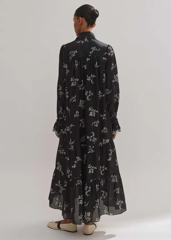 ME+EM Silk Organza Cherry Blossom Print Maxi Dress | Women Maxi Dresses