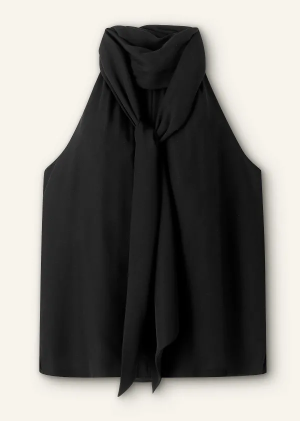 ME+EM Silk Pussybow Halterneck Top | Women Vests And Camis