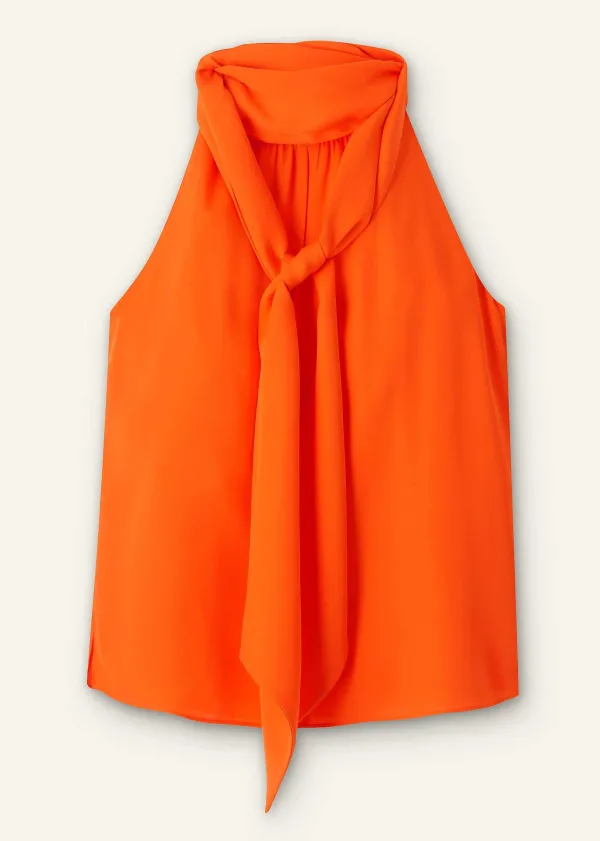 ME+EM Silk Pussybow Halterneck Top | Women Vests And Camis