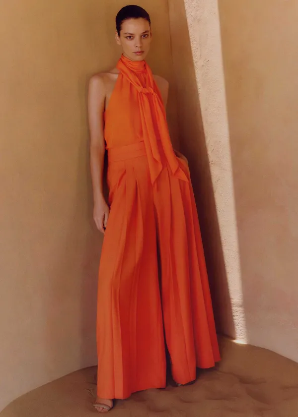 ME+EM Silk Pussybow Halterneck Top | Women Vests And Camis