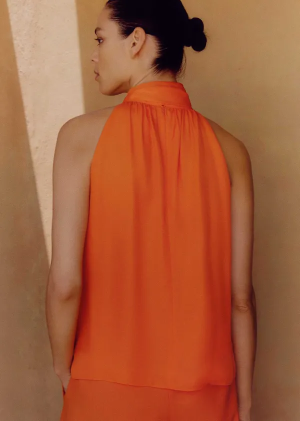 silk_pussybow_halterneck_top_4.webp ME+EM Silk Pussybow Halterneck Top | Women Vests And Camis