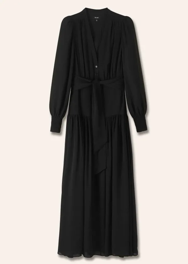 ME+EM Silk Statement V-Neck Maxi Dress + Belt | Women Maxi Dresses