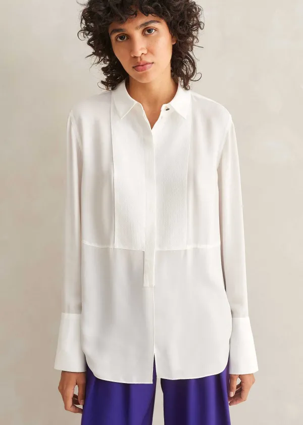 ME+EM Silk Tux Shirt | Women Shirts