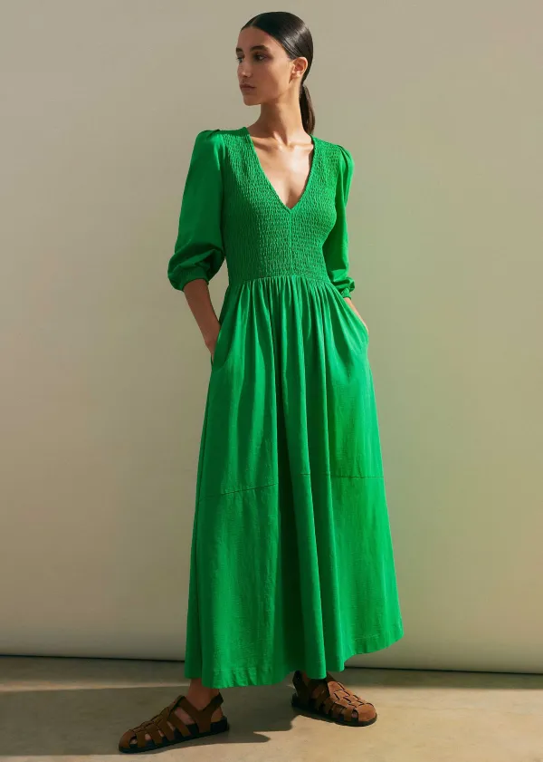 ME+EM Slub Cotton V-Neck Maxi Dress | Women Maxi Dresses