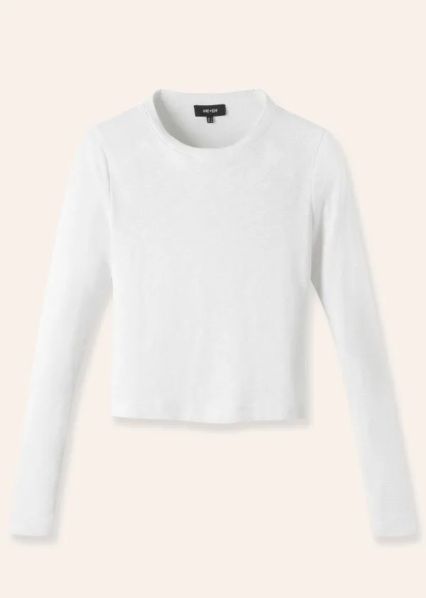 ME+EM Slub Jersey Crop Crew Neck Top | Women Sweatshirts & Long Sleeve Tops