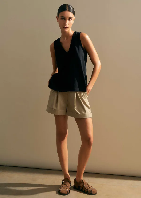 ME+EM Slub V-Neck Swing Vest | Women T-Shirts