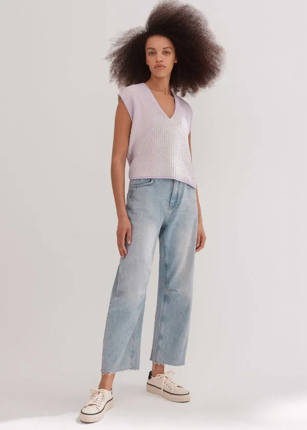 ME+EM Soft-Touch Rib Cotton Knit Vest | Women Vests