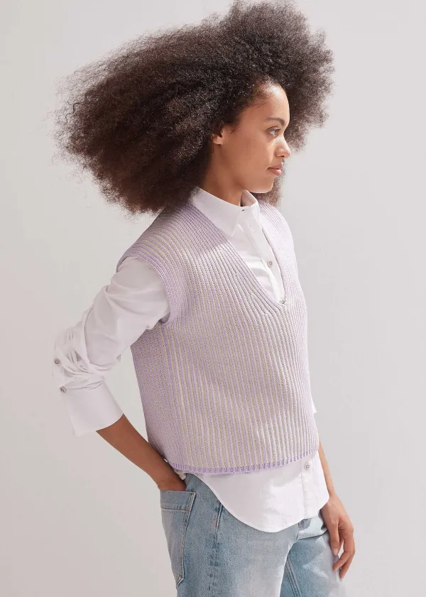 ME+EM Soft-Touch Rib Cotton Knit Vest | Women Vests