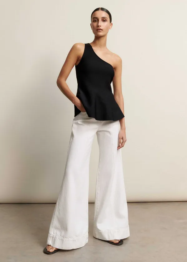 ME+EM Structured One Shoulder Peplum Knit Top | Women Occasionwear