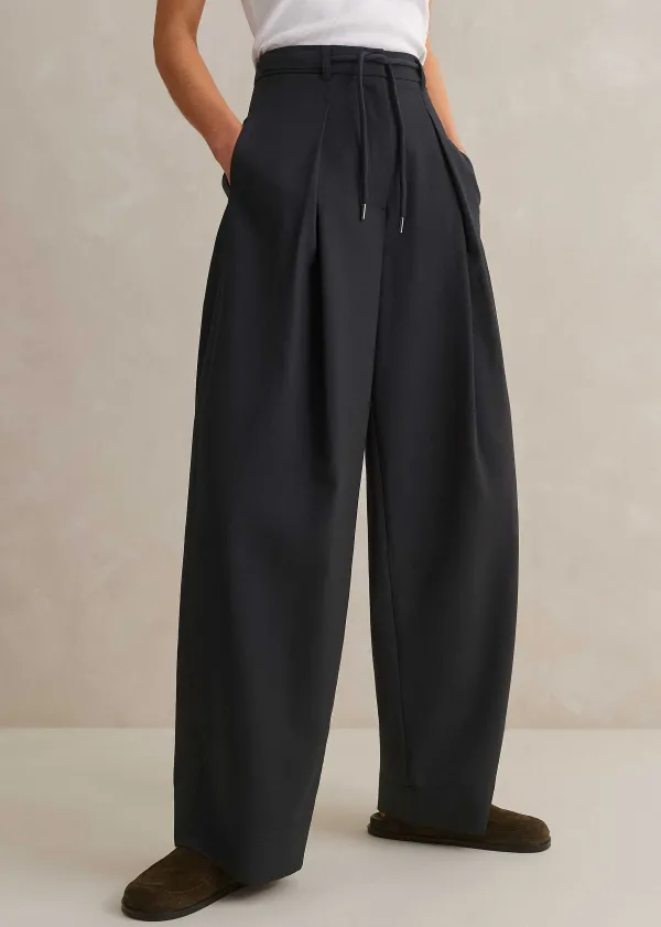 ME+EM Tailored Wide Tapered Trouser + Belt | Women Wide-Leg Trousers