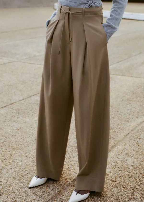 ME+EM Tailored Wide Tapered Trouser + Belt | Women Wide-Leg Trousers