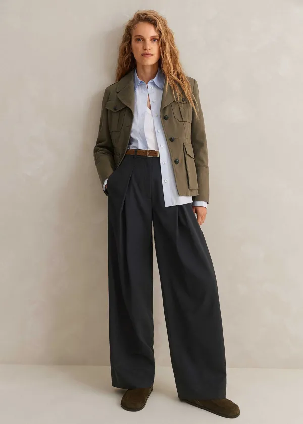ME+EM Tailored Wide Tapered Trouser + Belt | Women Wide-Leg Trousers