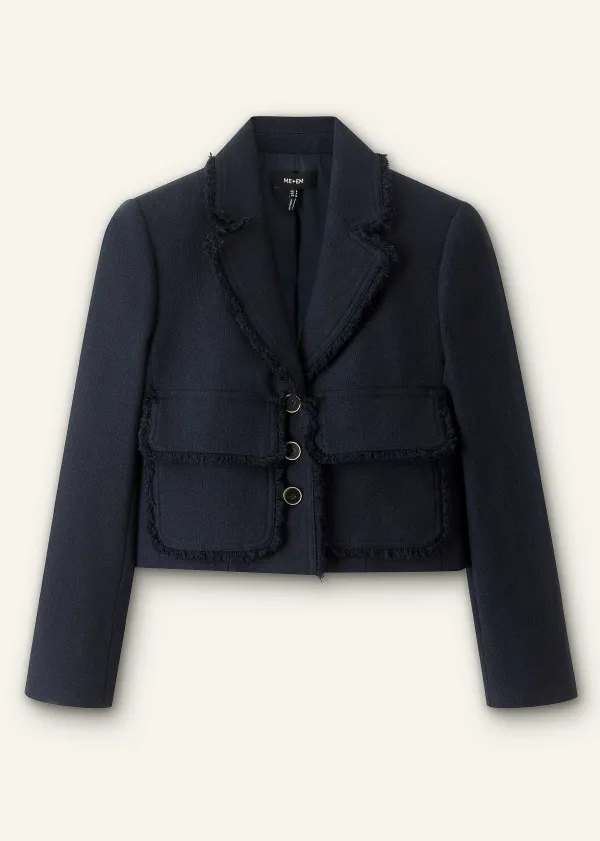 ME+EM Textured Cotton-Blend Crop Jacket | Women Crop Jackets