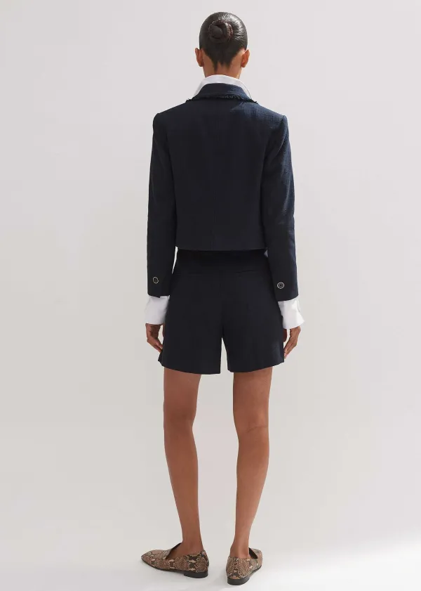 ME+EM Textured Cotton-Blend Crop Jacket + Tweed Short Suit | Women Suits And Co-Ords