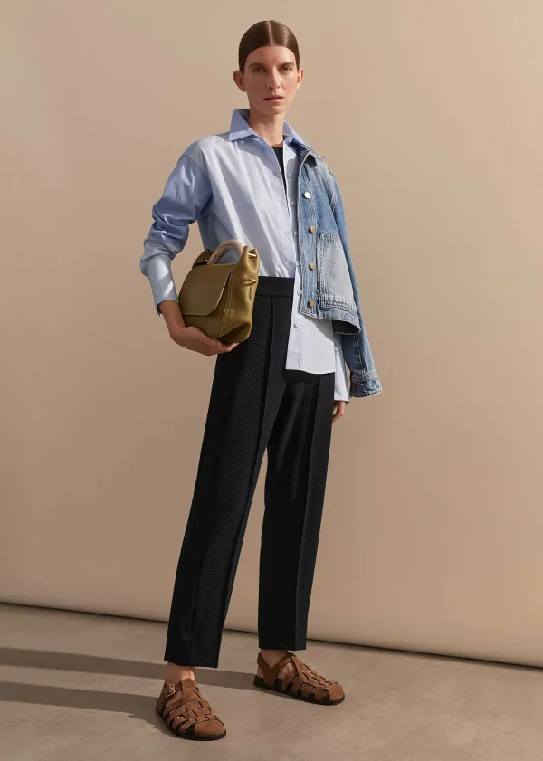 ME+EM Textured High-Waisted Slim Crop Trouser | Women Slim Trousers