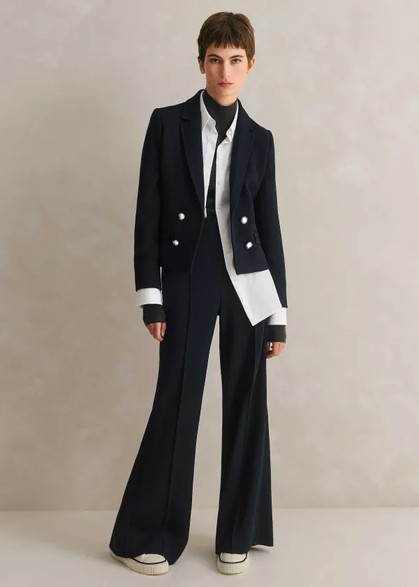 ME+EM Textured High-Waisted Wide-Leg Trouser | Women Wide-Leg Trousers