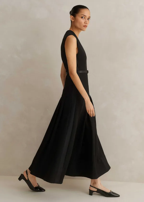 ME+EM Textured Midi Dress + Belt | Women Midi Dresses