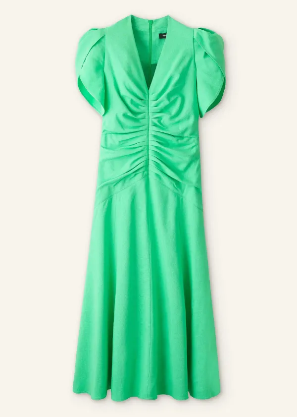 ME+EM Textured Pleat Front Midi Dress | Women Midi Dresses