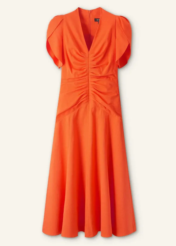 ME+EM Textured Pleat Front Midi Dress | Women Midi Dresses