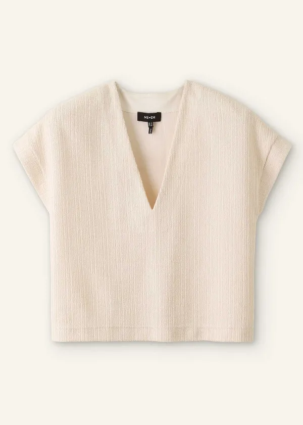 ME+EM Textured V-Neck Top | Women T-Shirts