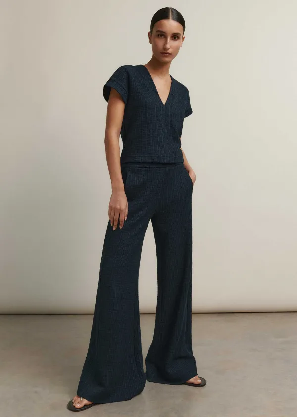 ME+EM Textured Wide-Leg Palazzo Pant | Women Wide-Leg Trousers