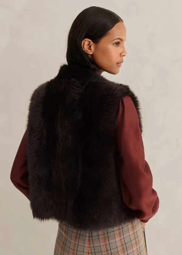 ME+EM Toscana Shearling Reversible Cropped Gilet | Women Crop Jackets