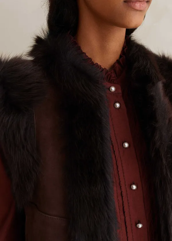 toscana_shearling_reversible_cropped_gilet_3.webp ME+EM Toscana Shearling Reversible Cropped Gilet | Women Crop Jackets