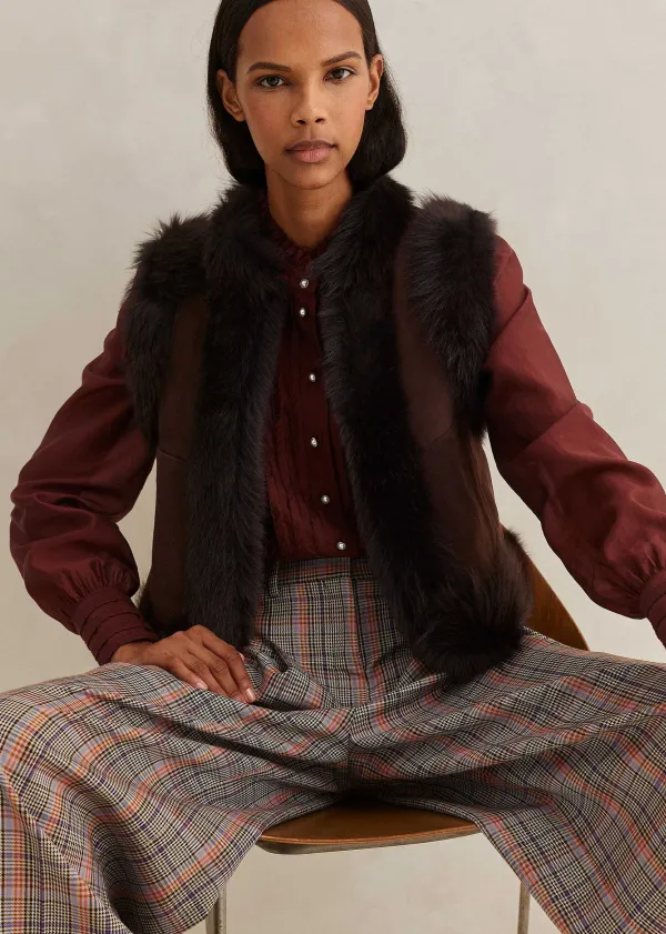 toscana_shearling_reversible_cropped_gilet_8.webp ME+EM Toscana Shearling Reversible Cropped Gilet | Women Crop Jackets