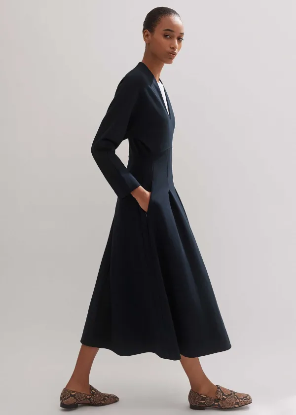 travel_tailoring_fit_and_flare_midi_dress_2.webp ME+EM Travel Tailoring Fit And Flare Midi Dress | Women Midi Dresses
