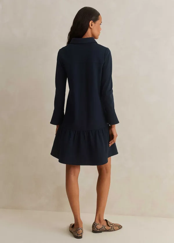 travel_tailoring_fluted_hem_shift_dress_4.webp ME+EM Travel Tailoring Fluted Hem Shift Dress | Women Long Sleeve Dresses