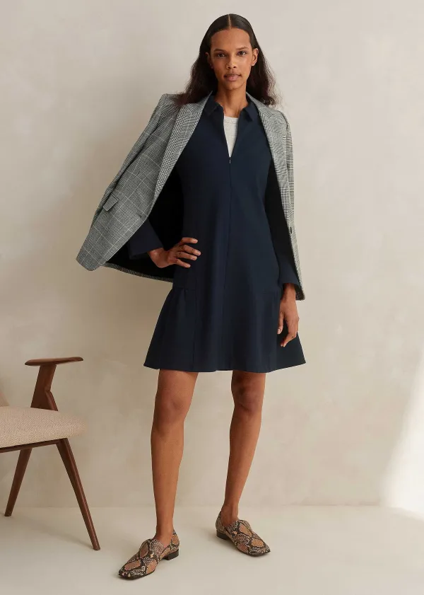 travel_tailoring_fluted_hem_shift_dress_6.webp ME+EM Travel Tailoring Fluted Hem Shift Dress | Women Long Sleeve Dresses