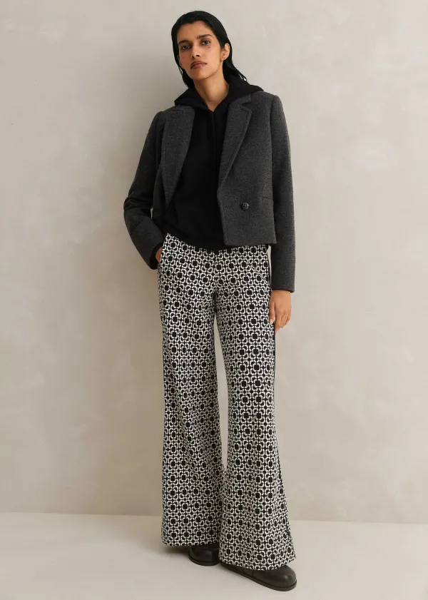 ME+EM Travel Tailoring Graphic Jacquard Trouser | Women Wide-Leg Trousers
