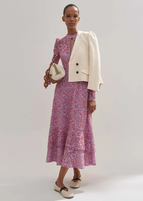 ME+EM Two-Tone Lace Midi Dress | Women Midi Dresses