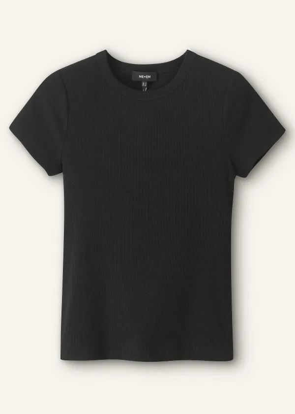 ME+EM Ultimate Fitted Rib Crew Neck Tee | Women T-Shirts