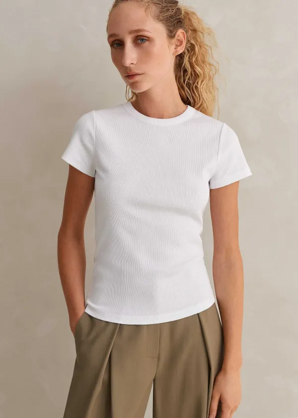 ME+EM Ultimate Fitted Rib Crew Neck Tee | Women T-Shirts