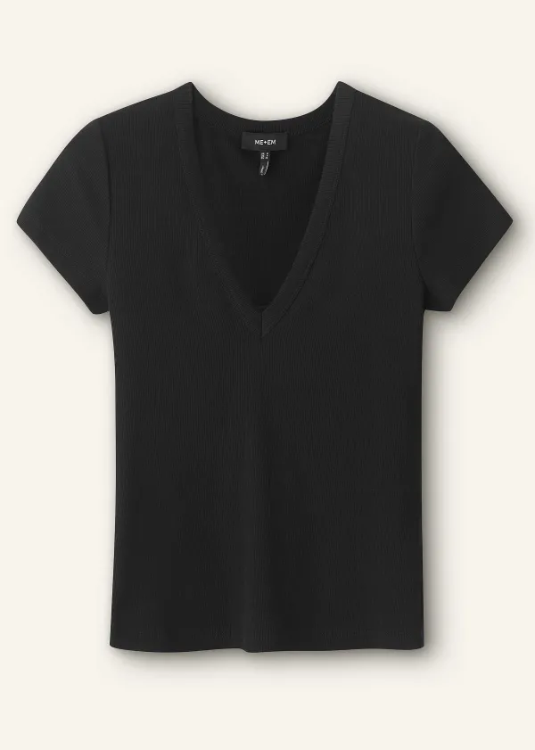 ME+EM Ultimate Fitted Rib V-Neck Tee | Women T-Shirts