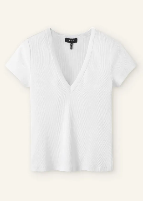 ME+EM Ultimate Fitted Rib V-Neck Tee | Women T-Shirts