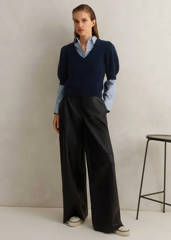 ME+EM Ultra-Soft Leather Wide-Leg Trouser | Women Wide-Leg Trousers