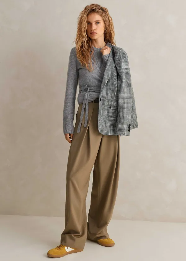 ME+EM Wool Check Boyfriend Blazer | Women Blazers