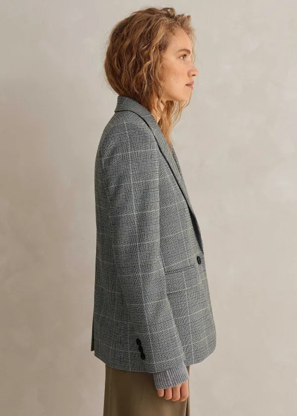 ME+EM Wool Check Boyfriend Blazer | Women Blazers