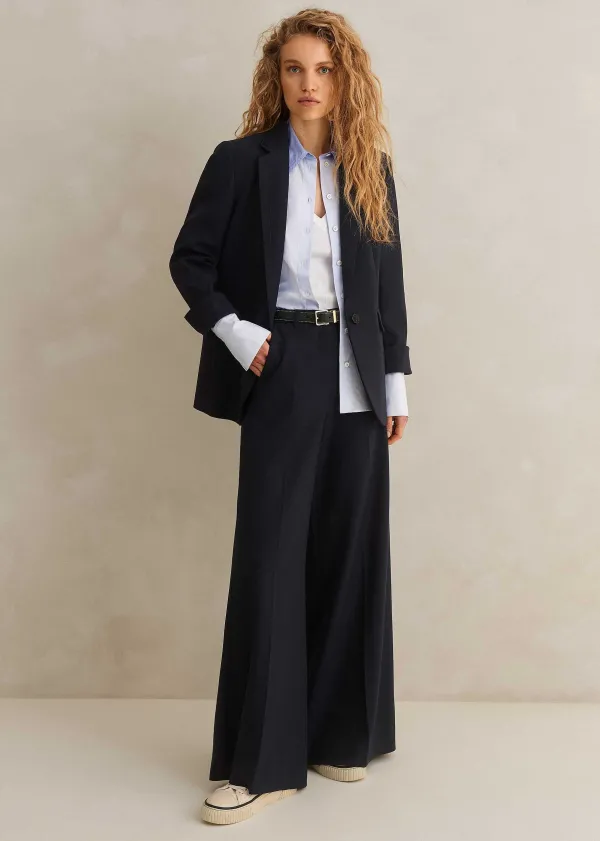 ME+EM Wool-Blend Sharp Longline Blazer | Women Blazers